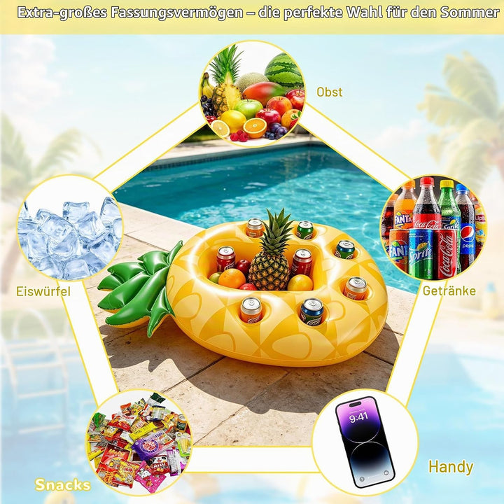 Ananas Poolbar, 2in1-Getränke und Snackhalter Poolbar 7 Löcher Grosse Kapazität Untersetzer, Aufblas