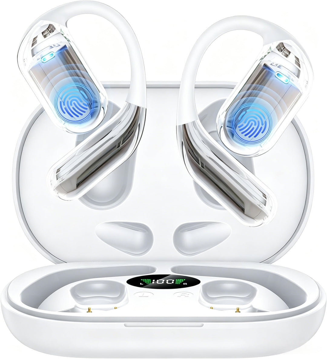 EUQQ Open Ear Kopfhörer 50 Std Kabellos Bluetooth 6.1 HiFi Kopfhörer mit Flexiblem Ohrhaken 4 ENC Mi