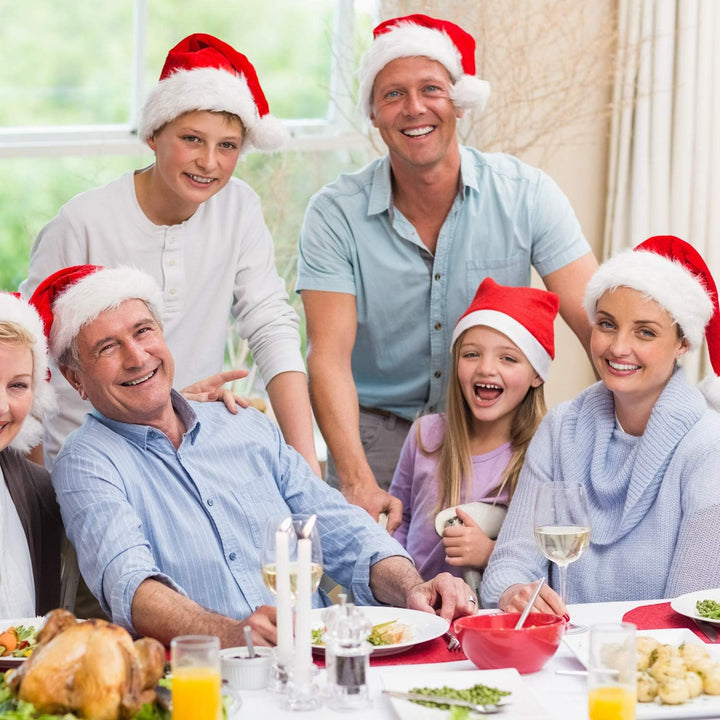 Elcoho 20 Pack Nikolausmütze Weihnachtsmütze Erwachsene plüsche weihnachtsmann mütze Vliesstoff Weih