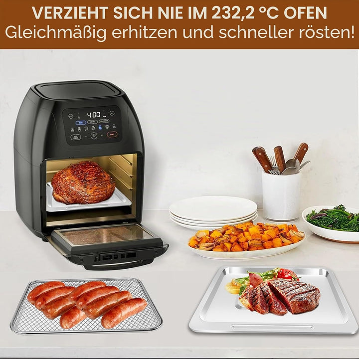 4 Stück Set Air Fryer Drip Pan mit Korb für Multifunktionale Digital 10 QT 10L XL Air Fryer 17 Touch