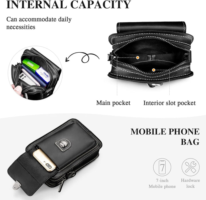 BAIGIO Handytasche Leder Vintage Gürteltasche Herren Hüfttasche Klein Schultertasche Umhängetasche R