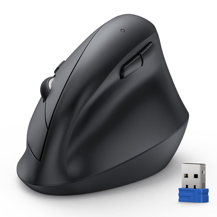 TECKNET Ergonomische Maus, 2.4G Vertikale Optische Funkmaus mit USB Empfänger, 4800 DPI Sensor, Leis