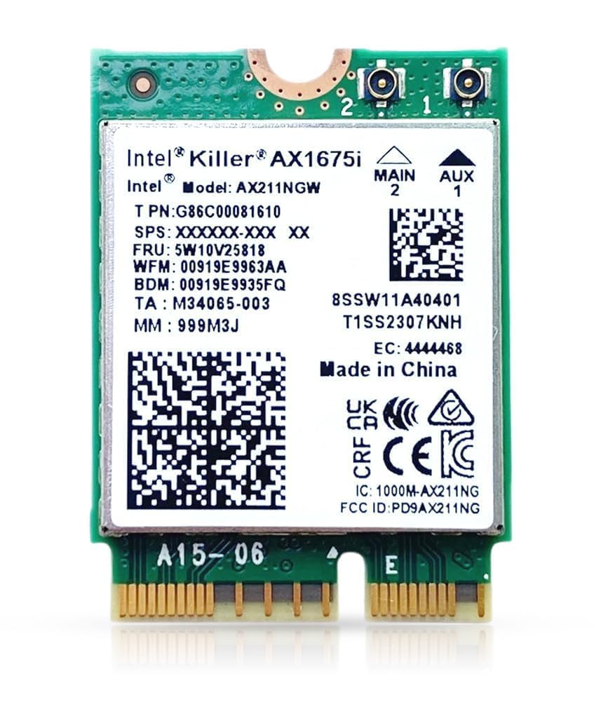AX1675i CNVio2 Wi-Fi 6E Killer Series Tri Band 2.4/5/6 GHz Upgrade | 2.4 Gbps | Bluetooth 5.3 Suppor