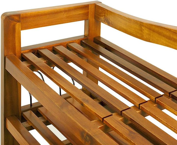 Casaria® 2X Schuhregal mit 5 Ebenen 95x26x82cm FSC®-Zertifiziert Akazien Holz Massiv Bad Diele Flur