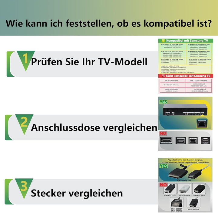VG-SOCR15/ZA the Frame Kabel 15m/49ft Kompatibel mit Samsung QLED 4K The Frame TV One Connect Kabel