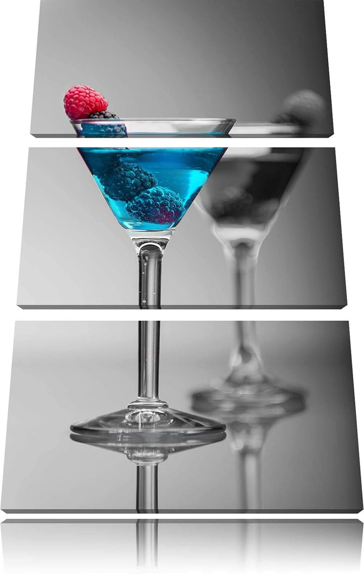 Pixxprint Leckere frische Cocktails als Leinwandbild | Grösse: 3 Teilig (120x80) | Wandbild| Kunstdr