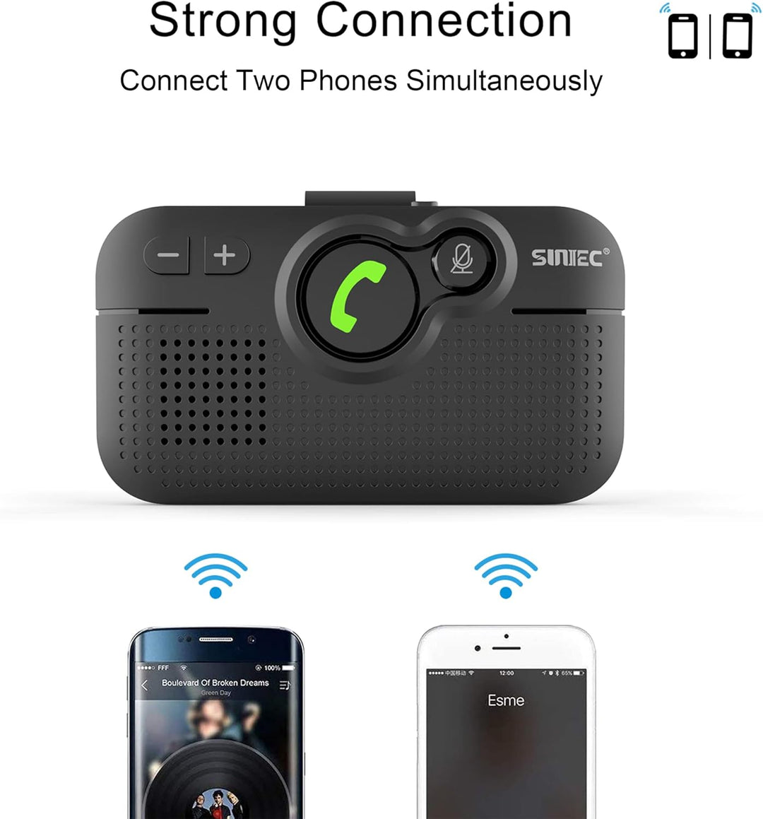 SUNITEC Freisprechanlage für Auto Bluetooth: Support Siri Google Assistant Auto ON Unterstützung Spr
