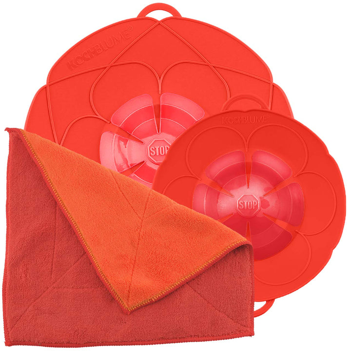 Kochblume Spar-Set für Töpfe von 14 bis 24 cm mit Microfasertuch als Set in der bunten Box | Silikon