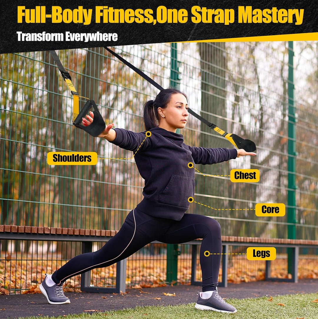 Schlingentrainer Set für Zuhause – Professioneller TRX Sling Trainer mit Türanker & Widerstandsbände