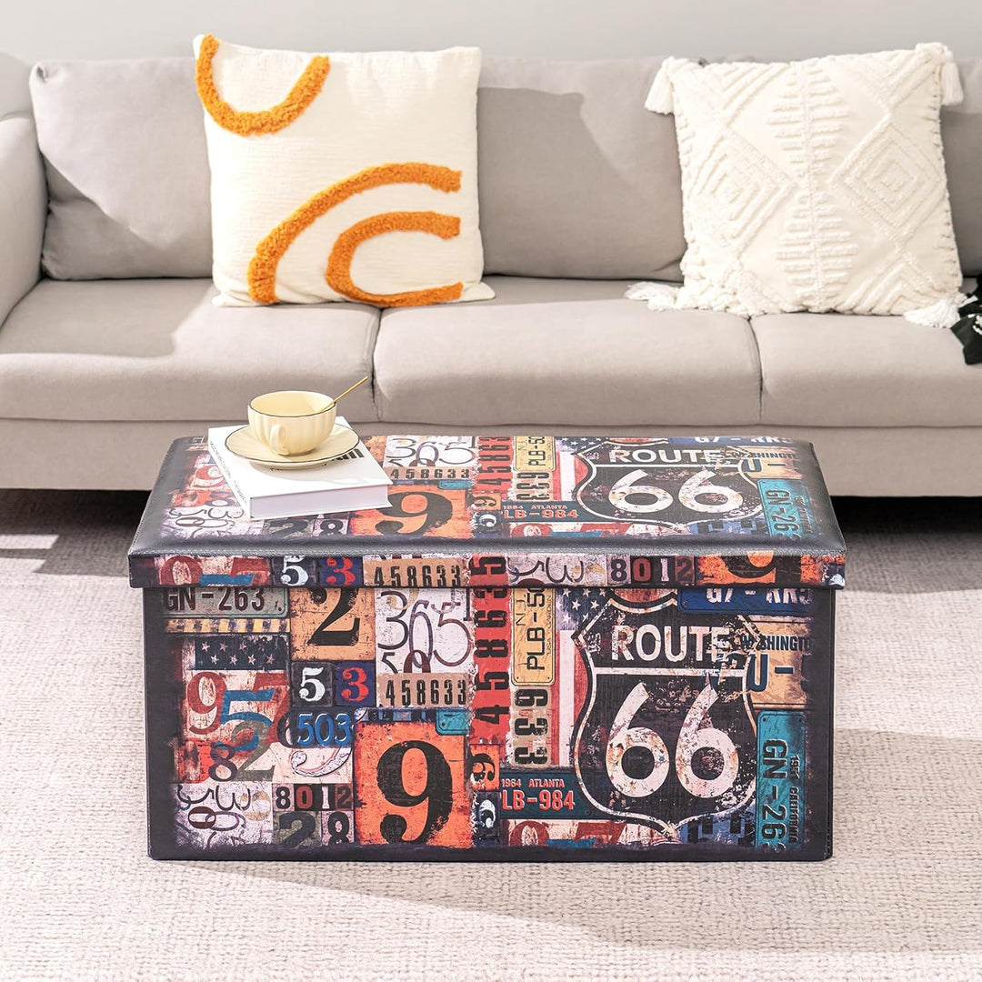 Bonlife Sitzhocker mit Stauraum Faltbarer Sitzbank Retro Aufbewahrungsbox Organizer Box Faltbar Sitz