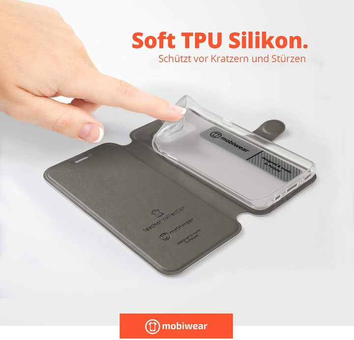 Mobiwear | Echt Lederhülle | Kompatibel mit Samsung Galaxy M51, Made in EU handyhülle, Slim Leather