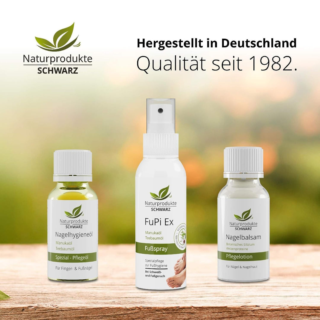 Naturprodukte Schwarz - FuPi Ex Fussspray - Mit Teebaumöl und Manukaöl - Zur Fusshygiene, Gegen Schw