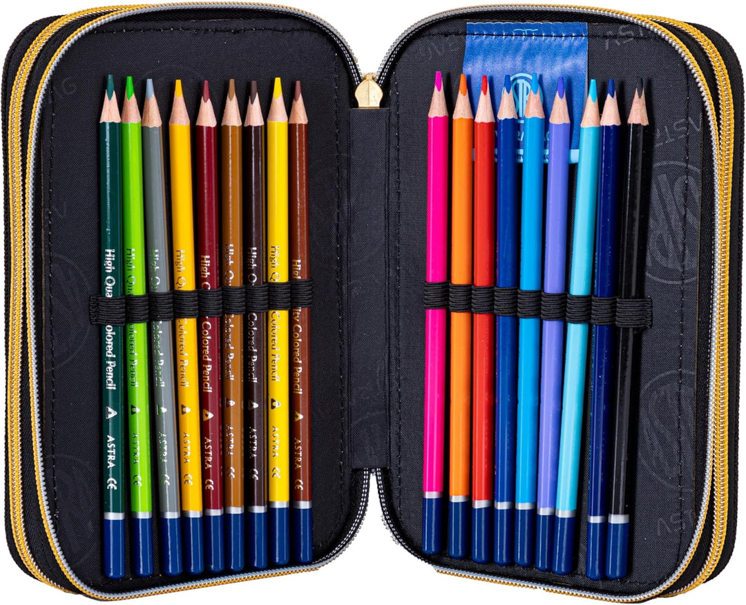 Goldkids - Federmäppchen 3 Fächer - Mäppchen für Mädchen und Jungen - Federmappe 3-Fach Federtasche