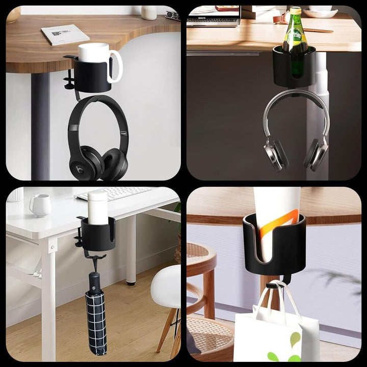 EACHPT 2 in 1 Getränkehalter Tisch & Kopfhörer Halter,Getränkehalter Schreibtisch,Anti Verschütten B