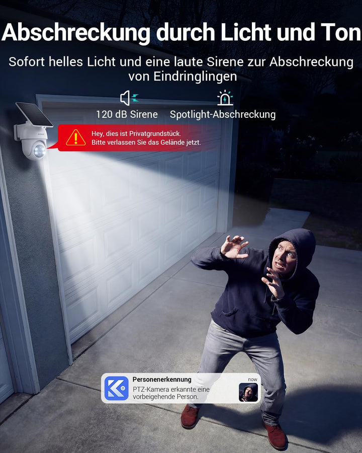 ANSQUE Überwachungskamera Aussen Solar Akku, 4er Set mit AnsqueBase, Ohne Abonnement, 32GB Lokalspei