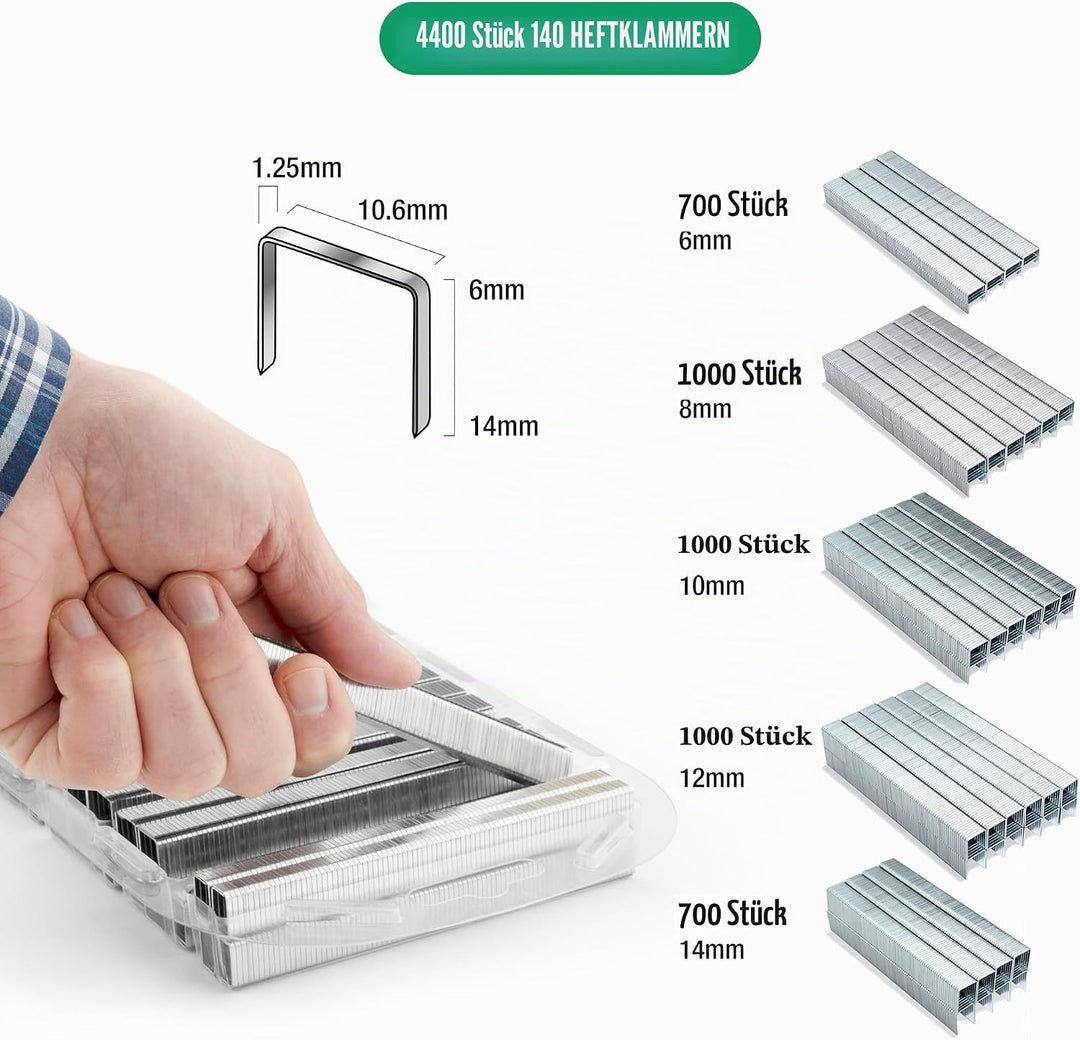 Tacwise 1287 A14014V Druckluft-Polstertacker Set mit Typ 140/6-14mm Heftklammer-Multipack (4400 Stüc