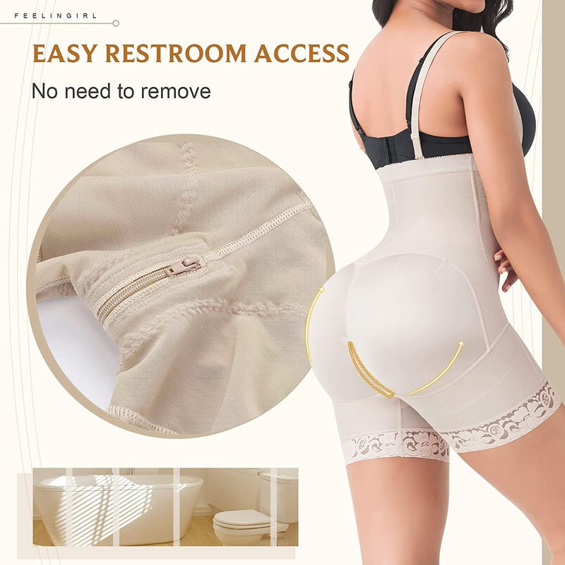 FeelinGirl Miederhose Damen Bauchweg mit Reissverschluss Bauchkontrollhose mit Hoher Taille Shapewea