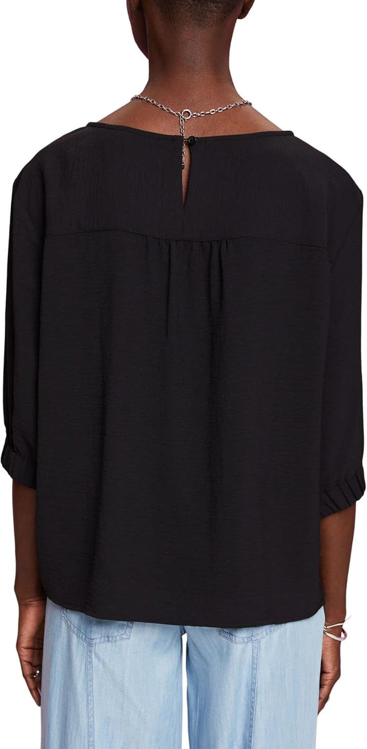 ESPRIT Crêpe-Bluse mit elastischen Ärmelabschlüssen S Schwarz, S Schwarz