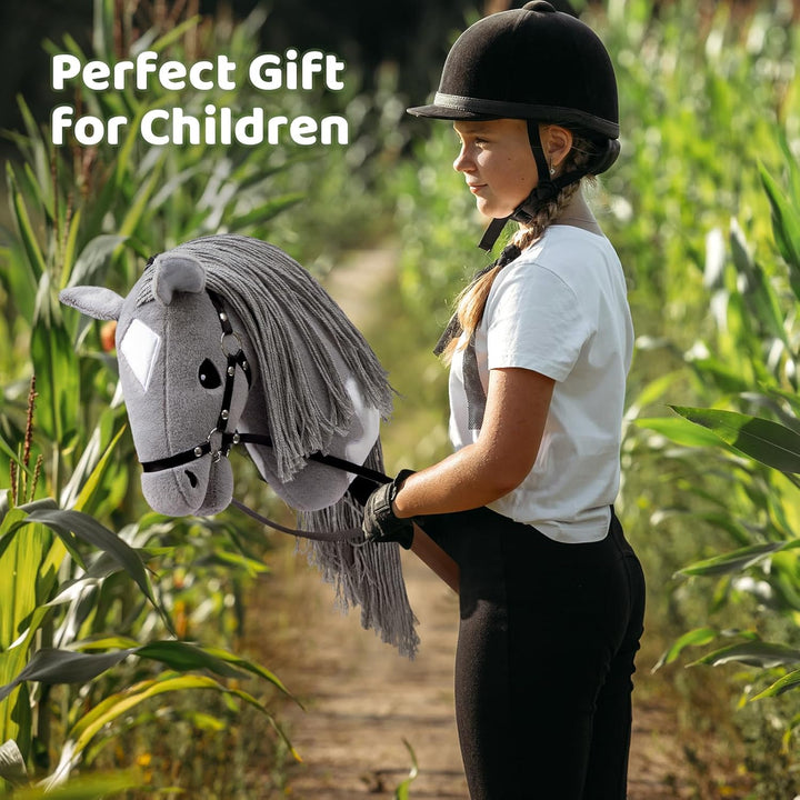 BEJOY Steckenpferd Spielzeug Pferd, Hobby Horse Holzpferd Plüschpferd zum Reiten für Kinder mit Half