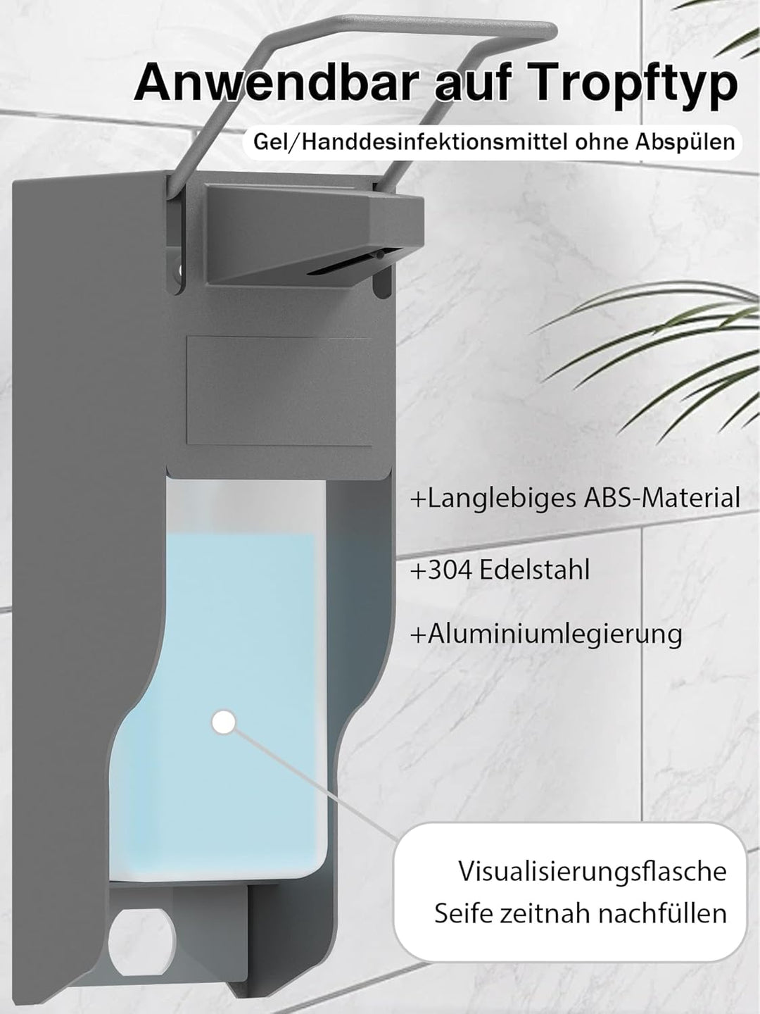 Desinfektionsspender 1000 ML Seifenspender Wandbefestigung Eurospender Metall Desinfektionsspender m