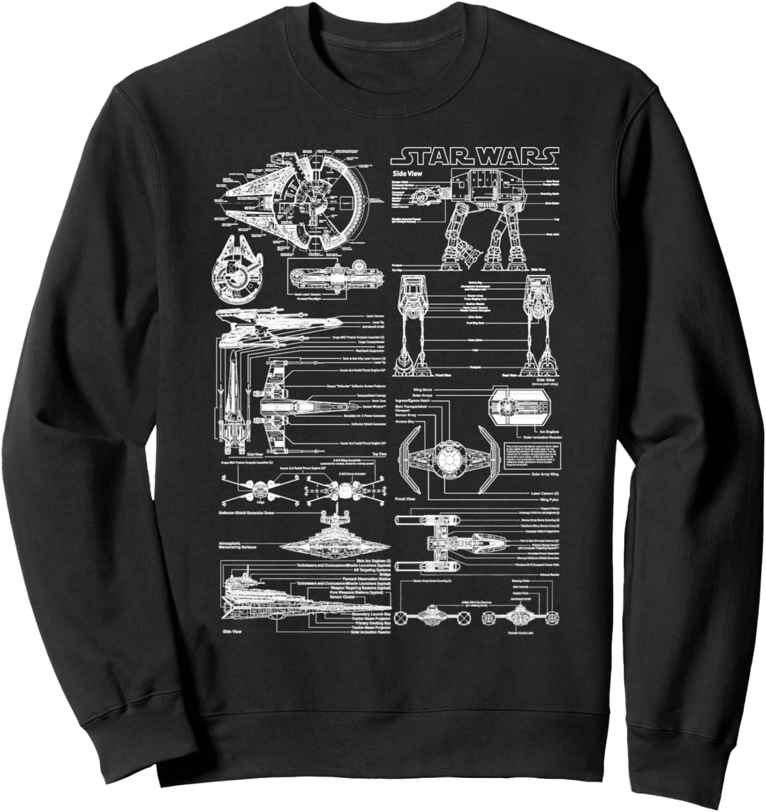 Star Wars Starships Schematics Poster Sweatshirt