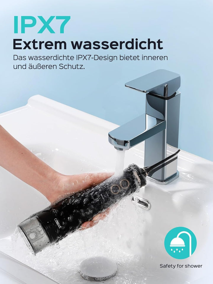 Munddusche Kabellos Tragbar Elektrische Zahnreiniger: COSLUS 10 Stufen Sanfte Steuerung &amp; 300ML Wass