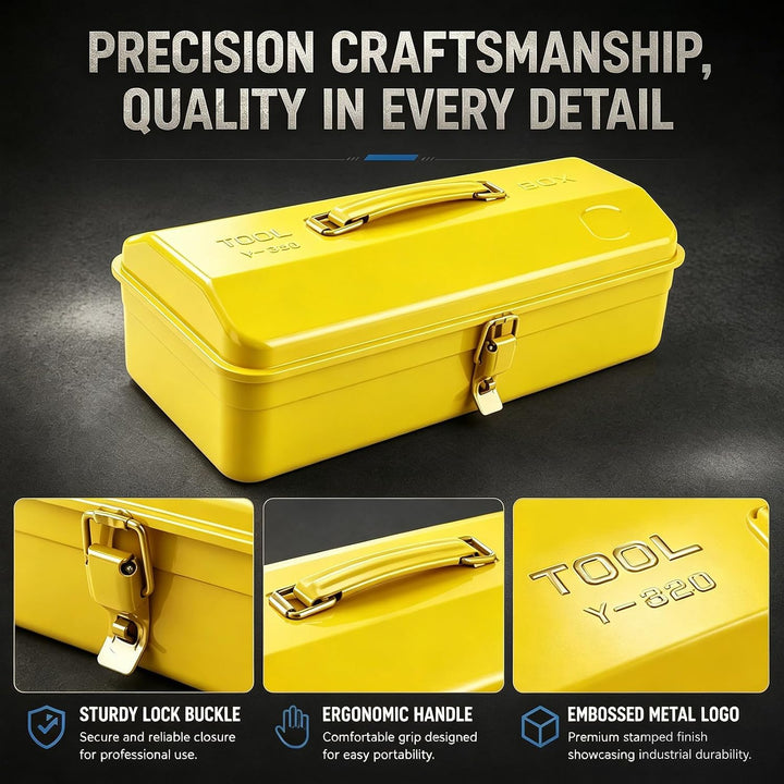 Werkzeugkoffer Klein Leer, Werkzeugkiste Metall 37×16×12cm Robust Langlebig Werkzeugkasten Mit Trage