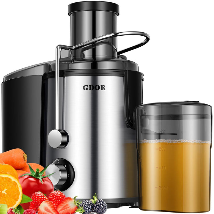 GDOR Entsafter 800W Juicer aus Edelstahl 76mm Grossem Mund Entsafter Gemüse und Obst 3 Geschwindigke