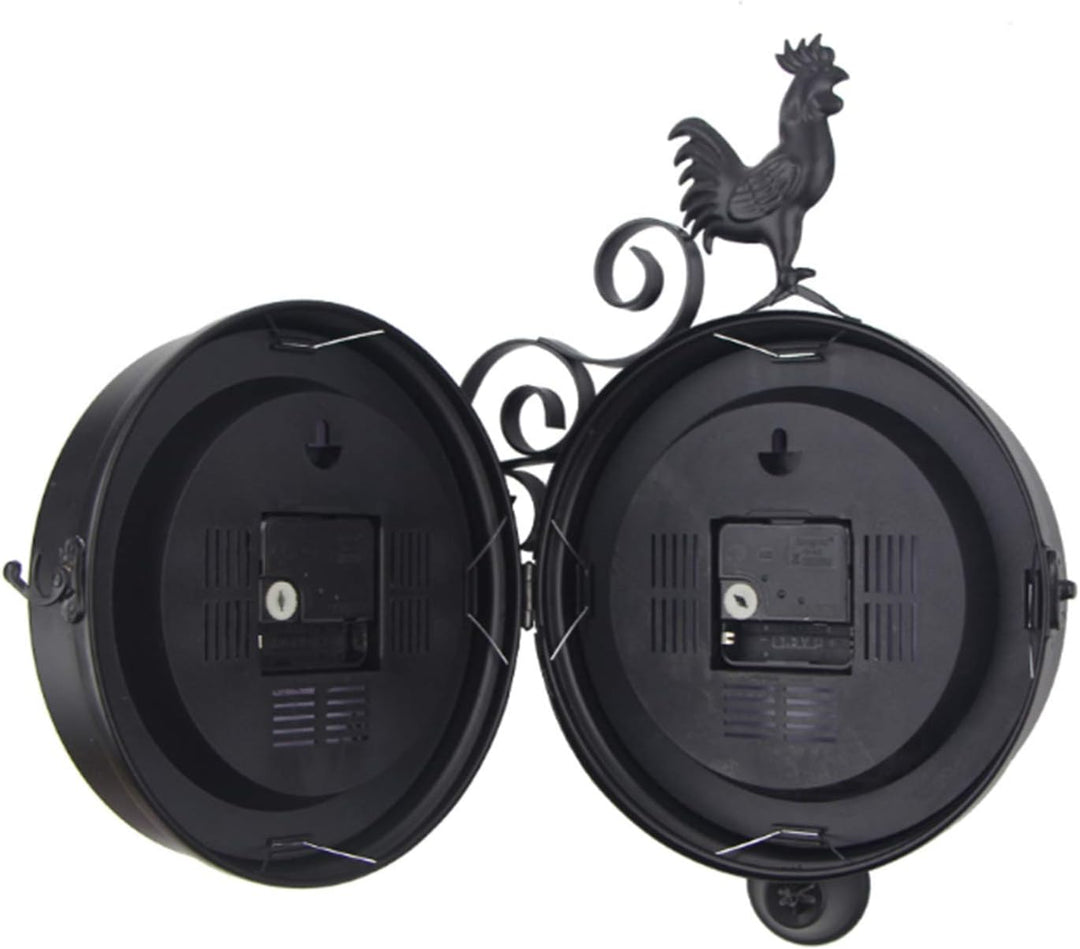 Retro Wanduhr Antik Garten im Freien Doppelseitige Bahnhofsuhr Schwarz Bahnhofsuhr Garten Uhr Wasser