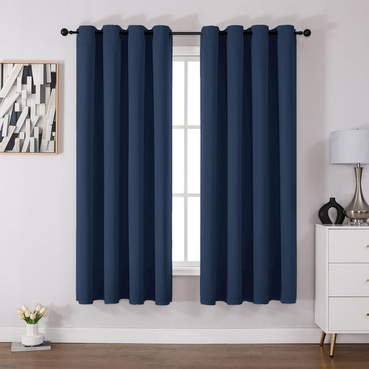 CUCRAF Verdunklungsvorhänge Thermovorhang Kälteschutz 2er Set H183 x B117cm Vorhänge mit Ösen Navy B