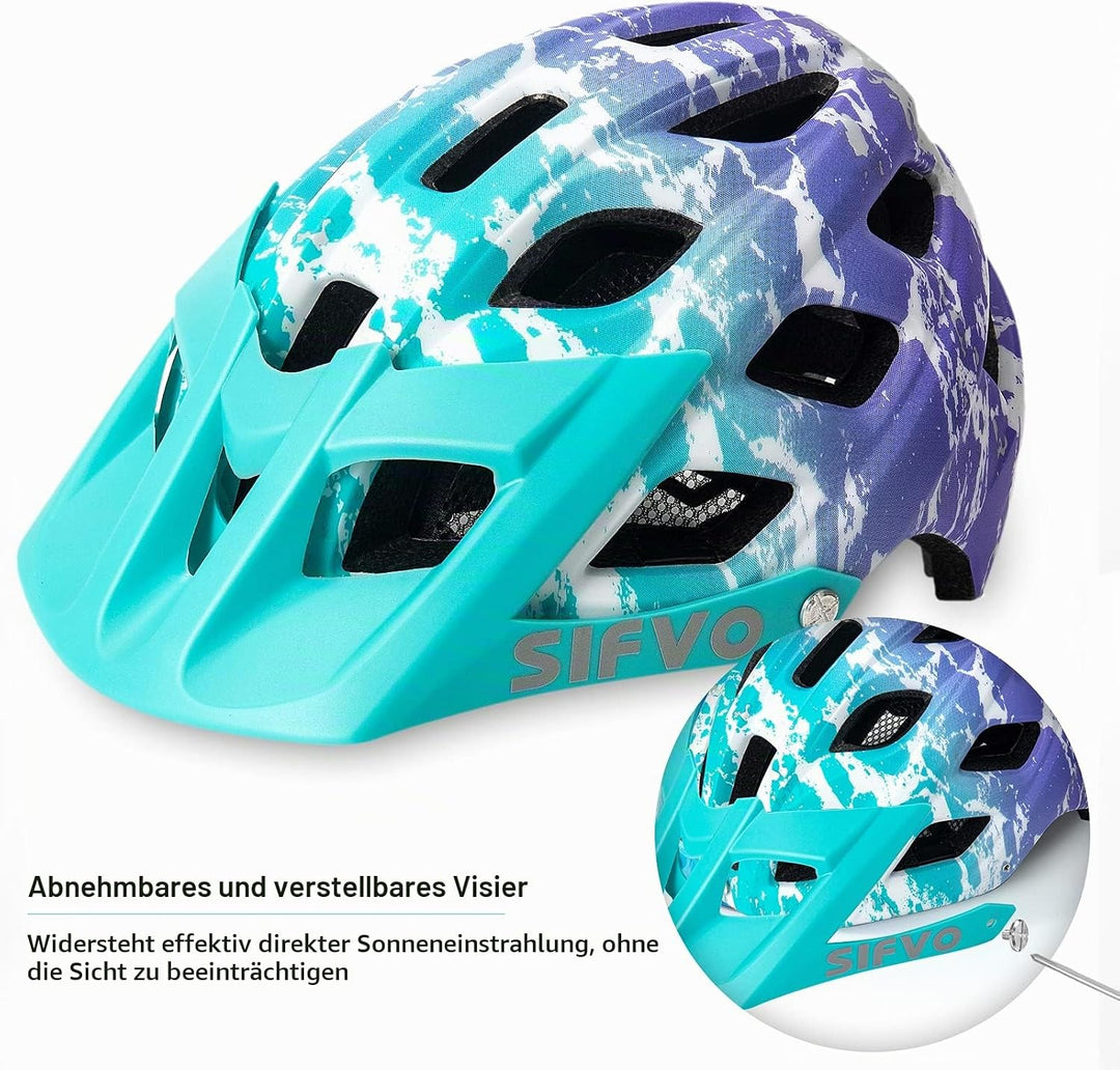 SIFVO Fahrradhelm Kinder Jungen und Mädchen 52-58 cm Kinder Fahrradhelm mit Visier, Leicht und Beque