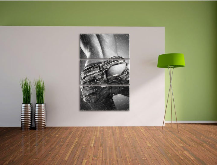 Pixxprint sexy Frauenhintern in Hotpants als Leinwandbild/Grösse: 3 Teilig (120x80) cm/Wandbild/Kuns