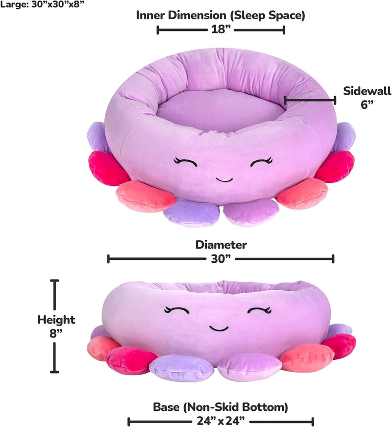 Squishmallows JPT0088 - Beula der Oktopus Tierbett 75 cm, offizielles Jazwares Plüsch, superweiches