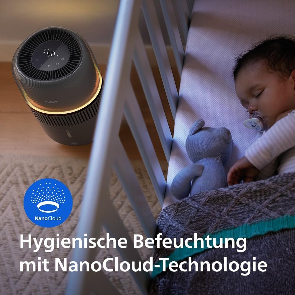 Philips 5000 Series Smart Verdunstungsbefeuchter für 45m², 12dB Ultra-leise, Schlafmodus, 99% wenige