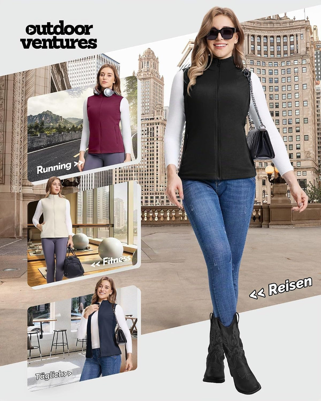 Outdoor Ventures Damen Weste Fleece Outdoor Polar Fleeceweste Ärmellos Jacke Luafwesten für Frauen S