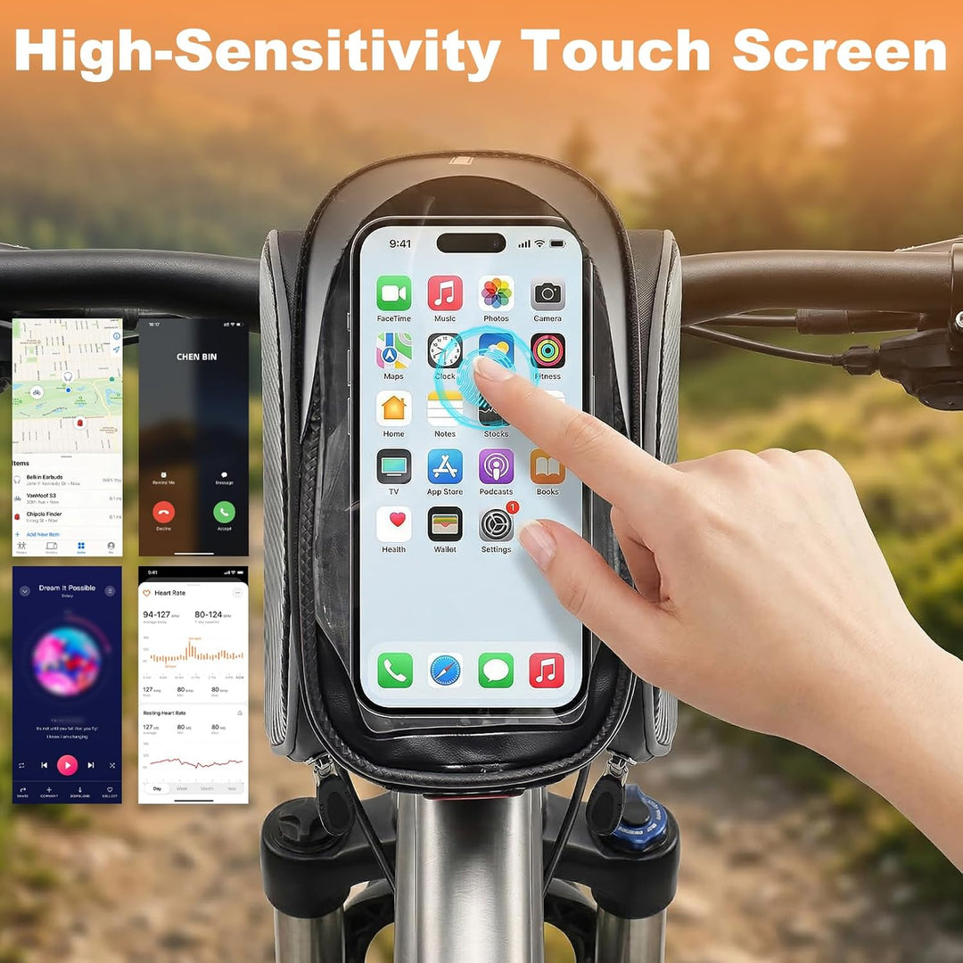 Lenkertasche Fahrrad, Wasserdicht Fahrrad Rahmentasche mit TPU Touchscreen Handytasche Oberrohrtasch