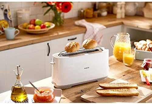 Philips Toaster – Lange Toastschlitze, 8 Stufen, Brötchenaufsatz, Auftaufunktion, Cool-Touch-Gehäuse