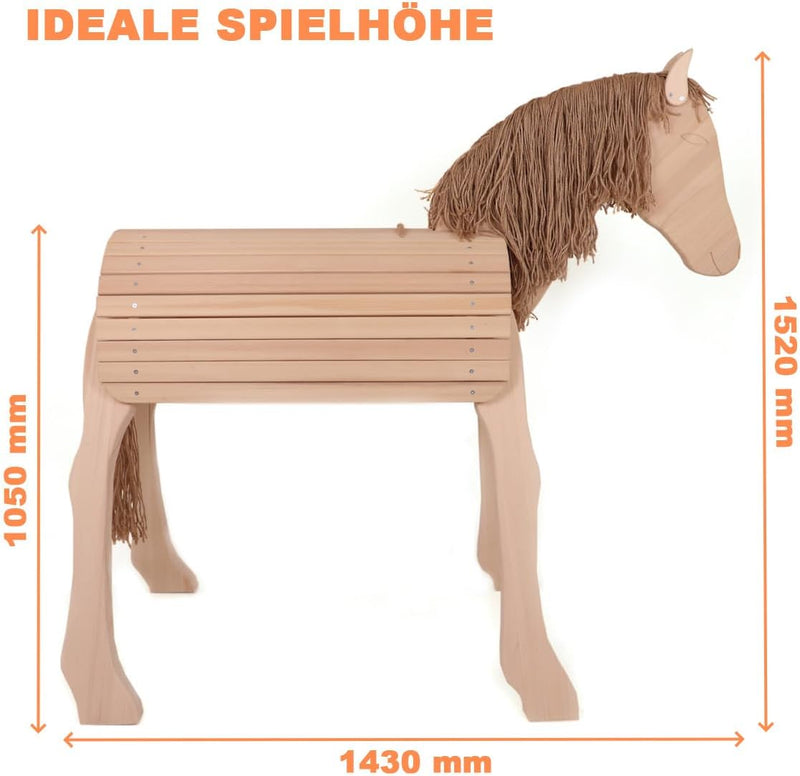 Grosses Voltigierpferd Diamant | Holzpferd | Outdoor-Spielzeug | Draussen 7028 | Farbe Eiche Eiche-b