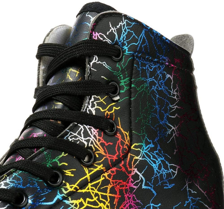 Unisex Roller Skates Double Raw Four Wheels Classic High-top PU Leather Lighting Roller Skates Shoes