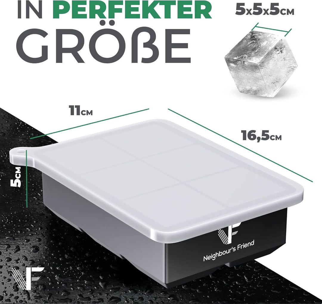 Neighbour's Friend Eiswürfelform gross 3er Pack - 18x XXL Eiswürfel für Cocktails, Whisky & Longdrin