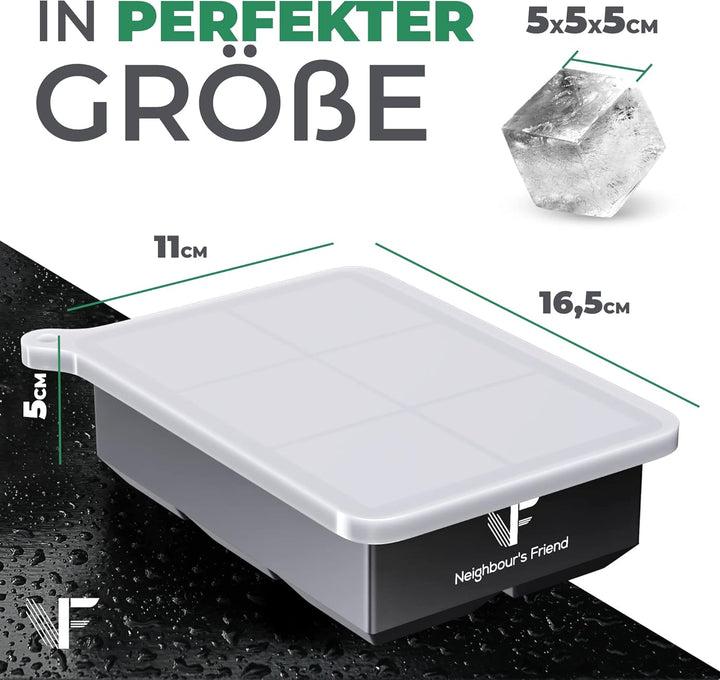 Neighbour's Friend Eiswürfelform gross 3er Pack - 18x XXL Eiswürfel für Cocktails, Whisky & Longdrin