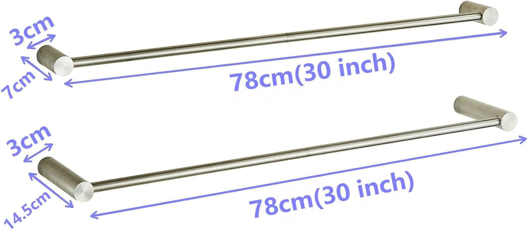 Leekayer 78cm Badezimmer Handtücherstange 2 Set Nickel, Wandhandtücherhalter, Edelstahl, Schraubenbo