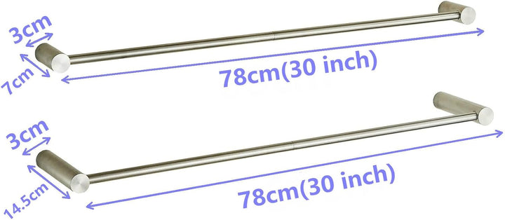 Leekayer 78cm Badezimmer Handtücherstange 2 Set Nickel, Wandhandtücherhalter, Edelstahl, Schraubenbo