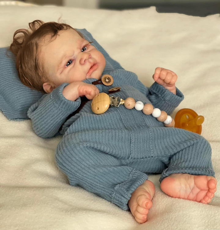 Zero pam Reborn Baby Vollsilikon Lebensecht Jungen Augen Auf, 43CM Lebensechte Babypuppen Wie Echt,