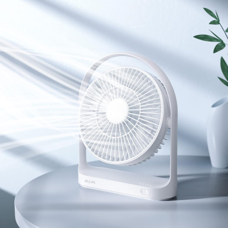JISULIFE Tischventilator, USB Ventilator 4000mAh mit 4 Geschwindigkeiten, Klein Leise Tischventilato