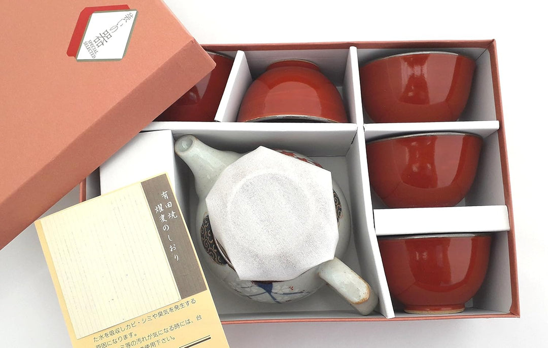Japanisches Teeservice SHUMAKI Geschenkset hergestellt in Japan Teekanne 450 ml, Teeschalen Ø 9 cm