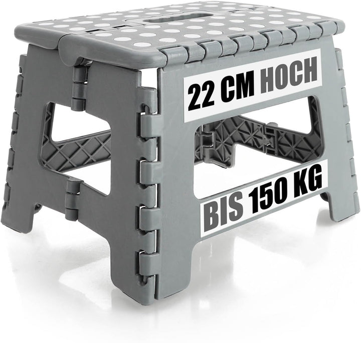 com-four® Klapptritt mit Gumminoppen - Faltbarer Tritthocker - tragbare Aufstiegshilfe für Haushalt,