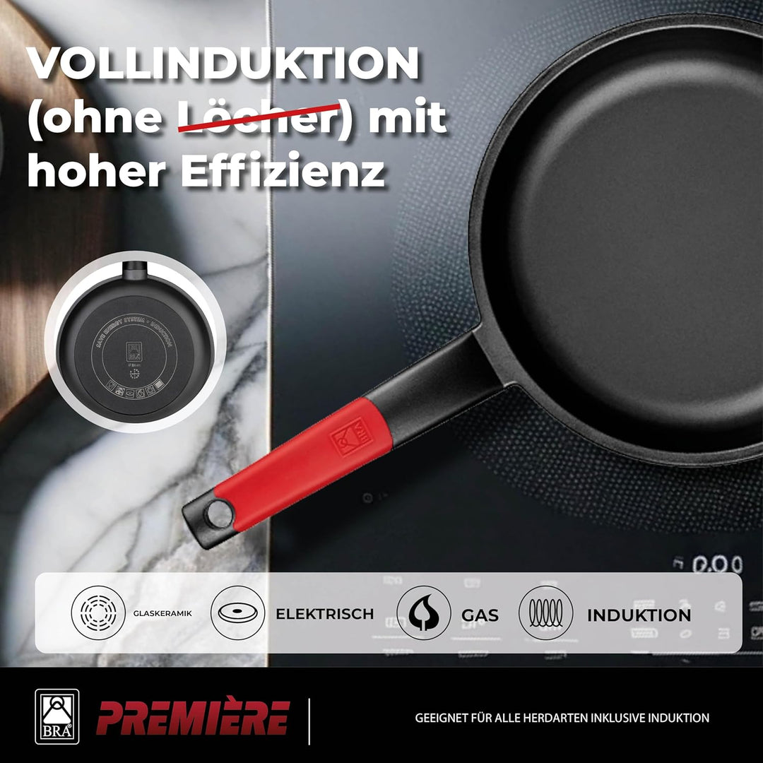 BRA Premiere | Set mit 3 Bratpfannen aus antihaftbeschichtetem Aluminiumguss, geeignet für alle Herd