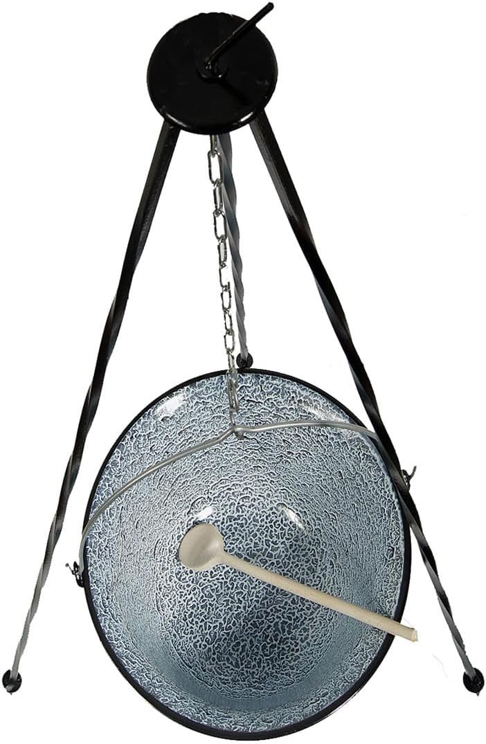 Set Ungarischer 4 L Gulaschkessel Emaille + Dreibein 1,0 m + Gratis Kochlöffel Suppenkessel Hordento