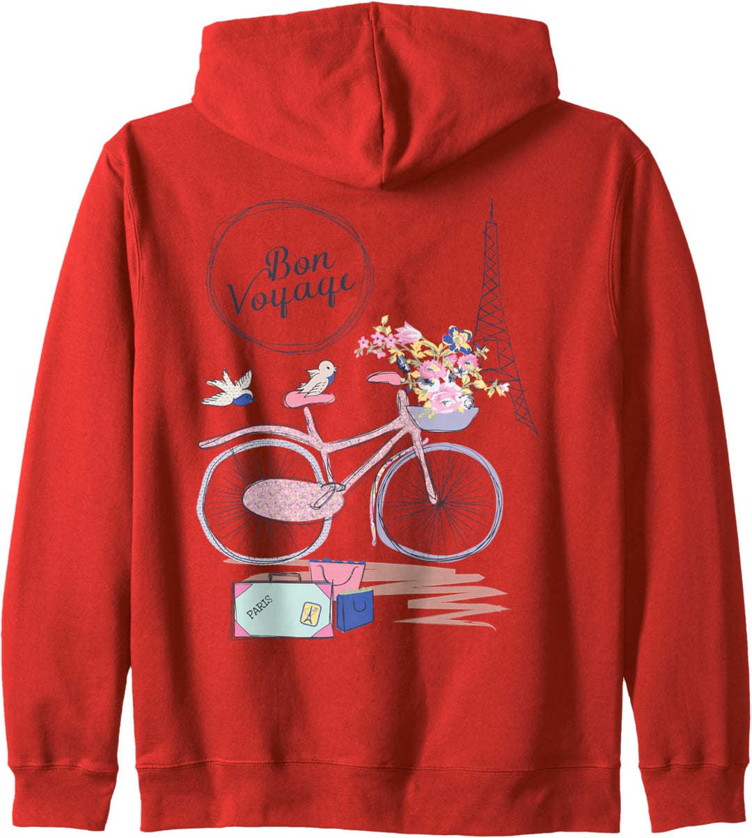 Paris Frankreich Eiffelturm Retro Souvenir Frauen Mädchen Fahrrad Kapuzenjacke
